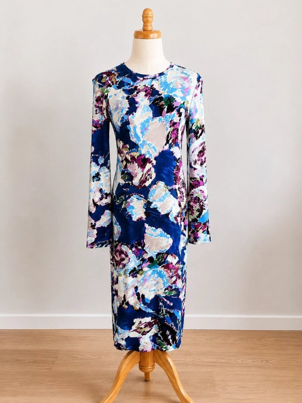PRABAL GURUNG Womens Blue LS Knee Length Shift Dress S Preowned